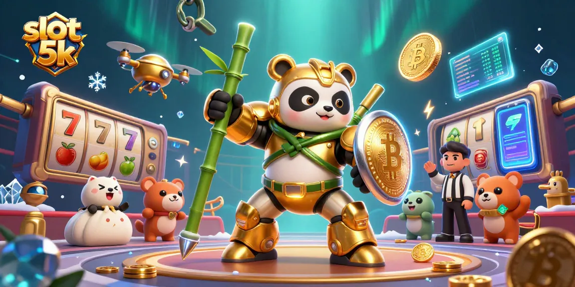 Play slot 5k games with fun characters in a vibrant 3D casino scene.